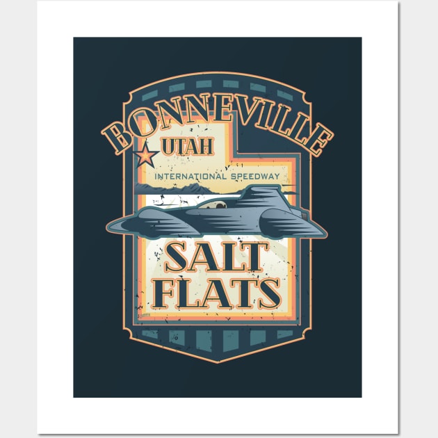 Bonneville Salt Flats International Speedway Vintage Retro Style Illustration Wall Art by hobrath